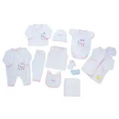 BABY KDS - Pimera muda 11 piezas bebe glotoncitos - rosado 0-3 meses