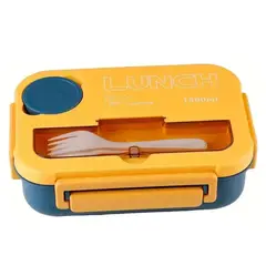 SKY - Lonchera Portátil Amarilla Con Cubiertos y Compartimentos Ideal Para Adultos Niños y Oficina