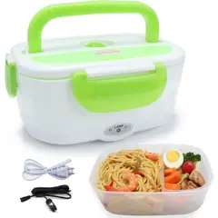SKY - Lonchera Eléctrica Térmica Para Comida Con Taper Hermético Lunch Box 220V BlancoVerde