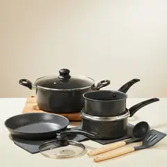 RHOMIE - Batería De Cocina 12 Piezas Antiadherente Gris