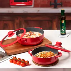 RHOMIE - Dúo Calderos 4 Pz 2024cm Tapa Borde Silicona