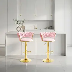 DIMATEX LEON - Set X2 Silla Bar Butaco Alta Giratoria Barra Bar Reflarisa Rosa Larisa X2