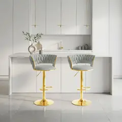 DIMATEX LEON - Set X2 Silla Bar Butaco Alta Giratoria Barra Bar Reflarisa Gris Larisa X2