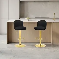 DIMATEX LEON - Set X2 Silla Bar Butaco Alta Giratoria Barra Bar Cocina Refpirgos Negro Pirgos X2