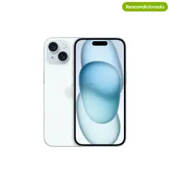 APPLE - Celular IPhone 15 128 GB 5G Azul Reacondicionado + Garantía extendida + Panel Solar