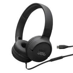 JBL - Audífonos Tune 520C USB-C Diadema Hi-Res Audio Pure Bass Manos Libres y Micrófono Celular Negro