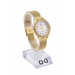 Q&Q - Reloj Dorado tablero blanco para mujer