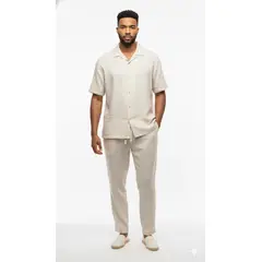 BELIFE - Pantalón slim semilla en lino para hombre