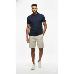 BELIFE - Camiseta polo azul cuello nerú para hombre