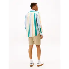 TOMMY HILFIGER - Camisa beige oxford de rayas