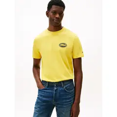 TOMMY HILFIGER - Camiseta amarilla de corte amplio con gráfico trasero
