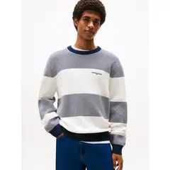 TOMMY HILFIGER - Saco gris de corte regular con diseño de rayas texturizadas