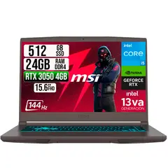 MSI - PORTATIL THIN 15 INTEL I5-13420H RTX 30504GB SSD 512GB RAM 24GB 15.6" FHD 144HZ