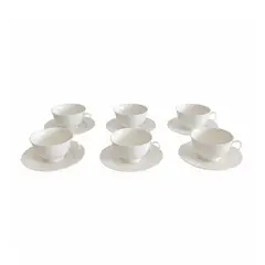 DECORIENTE - Juego X6 Tazas Con Plato en Porcelana 609T Muran -Blanco