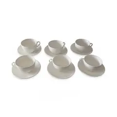 DECORIENTE - Juego X6 Tazas Con Plato en Porcelana 610T Muran -Blanco