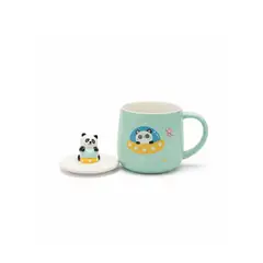 DECORIENTE - Mug Panda Con Tapa Y Cuchara Y342 Muran-Colores surtidos
