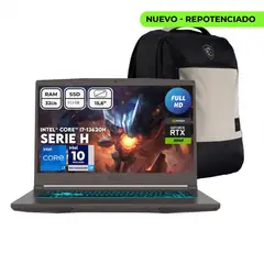 MSI - Portátil Thin 15 B13UC Intel Core i7-13620H 32 GB 512GB SSD RTX 3050 4GB 15.6” FHD 144Hz + Morral