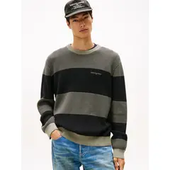 TOMMY HILFIGER - Saco negro de corte regular con diseño de rayas texturizadas Tommy Jeans