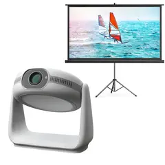 AMERICAN GENERICS - Proyector Video Beam Android 4k 7000lm Portátil Profesional + Telón De 72 Y Trípode