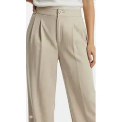 BELIFE - Pantalón café en lino para mujer