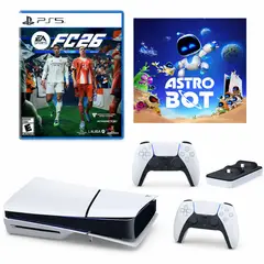 SONY - Consola PS5 Slim 1TB + 2 Controles + FC 26 Físico + Astro Bot Digital + Cargador DOBE