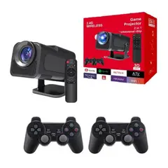 WAER - Proyector Gamer Hy320 X2 Negro con 2 joysticks inalámbricos y mas de 10mil juegos Andrid 3 en 1