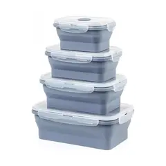 GENERICO - Set de 4 Loncheras Plegables de Silicona Herméticas para Alimentos