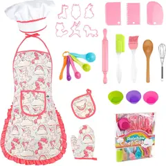 AMERICAN GENERICS - Kit de Repostería Infantil con Delantal y Accesorios Juego de Cocina para Niños