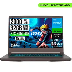 MSI - PORTATIL THIN 15 INTEL I5-13420H RTX 30504GB SSD 2TB RAM 32GB 15.6" FHD 144HZ