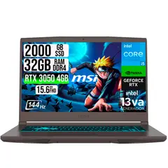MSI - PORTATIL THIN 15 INTEL I5-13420H RTX 30504GB SSD 2TB RAM 32GB 15.6" FHD 144HZ