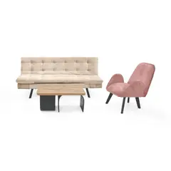 VENECIA - Sala con Sofa Cama Milan Poltrona Sibu y Mesa de Centro Ark