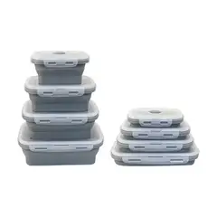 AMERICAN GENERICS - Set de Recipientes Plegables para Lonchera x4 Silicona y Plástico