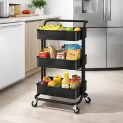 TECNOHOGAR JS - Carro Almacenamiento Organizador Metalico Ruedas 3 Niveles