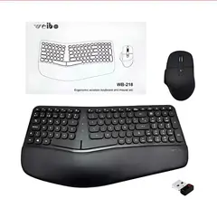 WEIBO - Combo Teclado Mouse Inalambrico Ergonomico Receptor Usb Teclado Negro