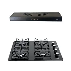 CONTINENTAL - Combo Estufa Empotrable Vidrio Templado 6323 + Campana Extractora 60 Cm 7221