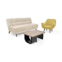 VENECIA - Sala con Sofa Cama Petra con Poltrona Cannes y Mesa de Centro Ark