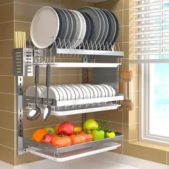 GENERICO - Escurridor De Platos De Pared En Acero Inoxidable