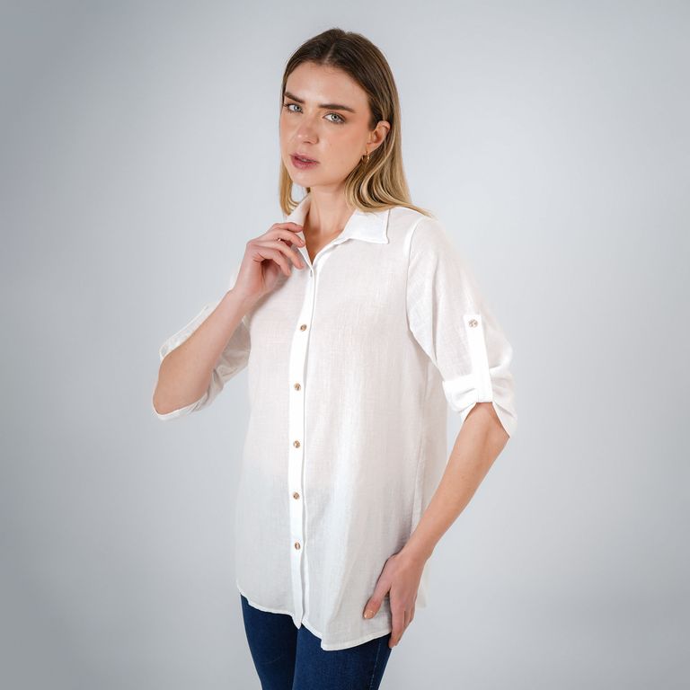 Imagen de Blusa Cuello Camisero Manga 3Cuartos