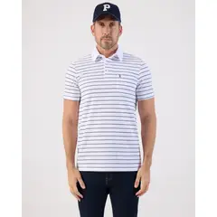 PATPRIMO - Polo De Rayas Con Bolsillo  Para Hombre Blanco