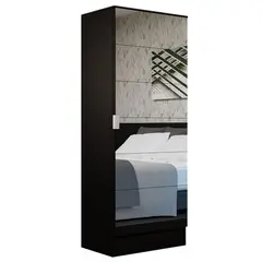 MADESA - Zapatera Isis 1 Puerta con Espejo Negro