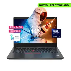 Lenovo - Portatil Thinkpad E14 Gen6 Core Ultra 7 155h, 24/512 Gb ssd 14 FHD Táctil Win 11 Pro.