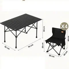 GENERAL - Mesa Plegable Camping Picnic Jardin 4 Sillas