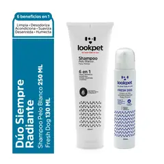 LOOKPET - Dúo Siempre Radiante - Shampoo Pelo Blanco + Spray Ultra Acondicionador Fresh Dog