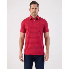 PATPRIMO - Polo De Rayas Con Bolsillo  Para Hombre Rojo