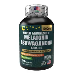 NATURAL MEDICINE - Super Magnesio + Ashwagandha + Melatonina - Americano en Capsulas x 100