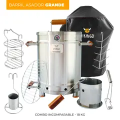 VIKINGO BARRILES - Combo Barril Asador Grande Vikingo 38 Libras Acero inoxidable