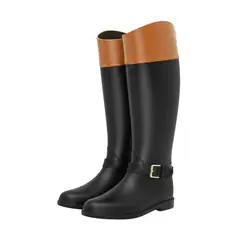 BOTTPLIE - Botas Lluvia Impermeable Mujer Eternity Twin Buckle - Negro / Camel.