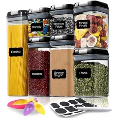 AMERICAN GENERICS - Set de recipientes herméticos para alimentos 7 Contenedores de cocina Transparentes