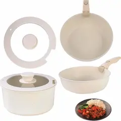 GENERICO - Set Premium de Ollas y Sartén de Granito Antiadherente – 5 Piezas