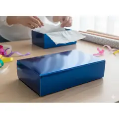 INFANTILES CAJUROMIX - Caja Para Detalles Metalizada Con Tapa Azul